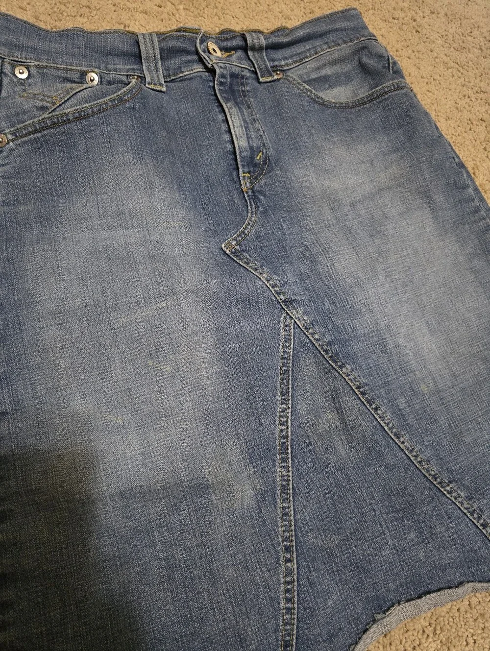 Blue Denim Jeans Skirt - Classic Mid Wash